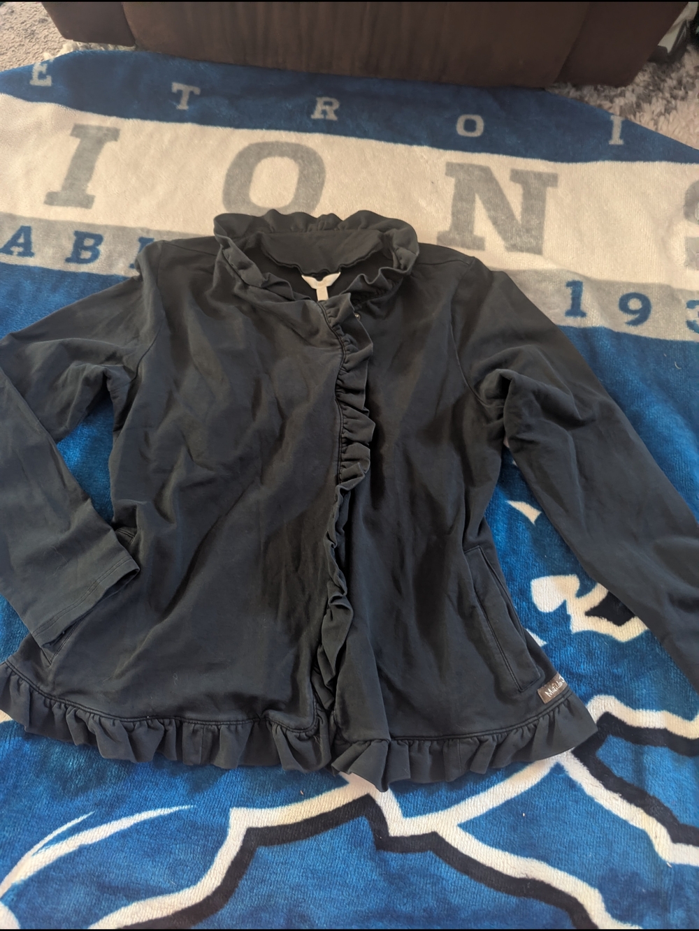 Matilda Jane Black Ruffle-Front Jacket - Picture 1 of 4